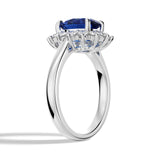 MSBLUE 3CT Lab Grown Blue Sapphire Halo Engagement Ring Silver Size 6.5