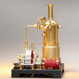 MechPuConToy Steam Engine Model with Boiler DIY Kit, SE-03 Full Metal Stationary Mill Beam Engine Steam Engine Model Kit That Works with Generator and Lamp Stand (38PCS)