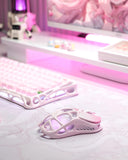 GravaStar Mercury M1 Pro Wireless Gaming Mouse, Lightweight Magnesium Alloy, 26,000 DPI, PAW3395DM Sensor, 5 Programmable Buttons, Support Wired/2.4GHz/BT, Up to 200 Hours Battery Life (Gradient Pink)