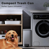 Trash Can with Lid Soft Close, 1.6 Gallon Stainless Steel Garbage Can with Removable Inner Bucket