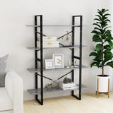 Modern 4-Tier Wooden Bookshelf 100x30x140 cm - Stylish Room Divider & Storage Shelf for Living Room & Office - Concrete Grey Finish, Versatile Home Organizer