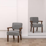 FAGAGA Faux Leather Accent Chair, Mid-Century Armchair with Wood Frame