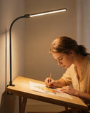 Kaulsoue Desk Lamp with Clamp, Eye Caring LED Desk Lamp for Home Office with Gooseneck, Clip on Light with 3 Color Modes for Working, Reading, Drawing