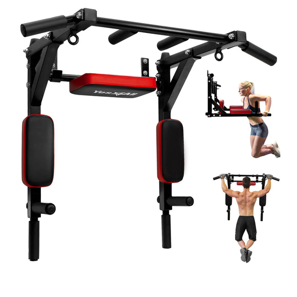 Yes4All Multifunctional Wall Mounted Pull Up Bar Chin Up Bar Dip Station for Home Gym Workout, Power Tower Set Training Equipment Fitness Supports 515 lbs Yes4All