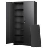Metal Storage Cabinets with Lock Doors,Tall Locker Organizer Steel Garage Cabinets, 5 Adjustable Layers (Black)