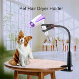 FOUUA Dog Hair Dryer Stand, Pet Grooming Table Hair Dryer Holder, Hands Free Blow Dryer Holder, 360 Degrees Rotatable Lazy Hair Dryer Stand with Adjustable Clamp Mount for Dog Cat Grooming
