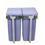 Under-Cabinet Pull-Out Trash Can - Double Lidded, Waterproof & Moisture-Resistant Carbon Steel Kitchen Garbage Bin for Sink Base Cabinet Use, Space-Saving Design