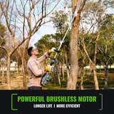 Novorikx 60V Pole Saw for Tree Trimming, High-Power Electric Pole Chainsaw with 10-Inch Bar, 15FT Reach Battery Powered Pole Saw for Heavy-Duty Branch Cuttin