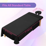 XOLLOZ Massage Table Sheets Set – 3 Piece 4 Set, Microfiber Spa Bed Sheets, Cotton-Feel Massage Bed Cover, Wrinkle & Oil Resistant, Soft Accessories for Estheticians – Black