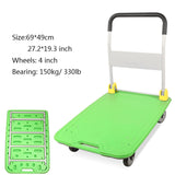 Foldable Push Hand Cart Foldable Platform Truck Plastic Deck Metal Handle Folding Push Cart