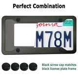 Matte Black License Plate Frames- Rustproof Aluminum Metal Car Tag Holder, 2 Pack Front Rear Slim Holder with Mounting Hardware- Screws, Caps