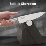 Kitchen Knife Set with Block and Built-in Sharpener, Japanese Stainless Steel 14-Piece Knife Set with Utility Knife, Dishwasher Safe, Non-Slip Ergonomic Handles