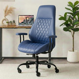 Office Chair with Rubber Wheels, Ergonomic Computer Chair 500 lbs, Leather Desk Chair with Lumbar Support