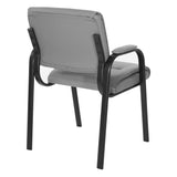 Office Star FL Series Faux Leather Guest Office Chair with Black Finish Frame, Charcoal Grey