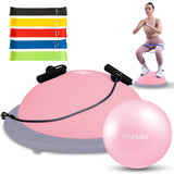 kisnbld Half Balance Ball Trainer, Inflatable 19/23 Inch Half Exercise Ball with Resistance Bands and Pilates Bal, Non-Slip 660lbs Capacity Yoga Ball for Home Gym Full Body Workouts