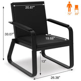 wonline 2Pcs Waiting Room Chair with Armrest Black PU Leather Office Furniture, Office Guest Seating Lobby Conference Reception Chairs for Airport Clinic Hospital Bank Salon Barber