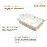 Mocoloo Undermount Bathroom Sink 18 x 12 Inch Rectangle Porcelain White Ceramic Bathroom Sink 6 Inch Deep Basin with Overflow Small Lavatory Vanity Top Under Mounted the Counter