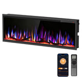 R.W.FLAME 50" Recessed and Wall Mounted Smart Electric Fireplace, Alexa/WiFi Enabled, APP Control with Multiple Sound Modes, Adjustable Flame Colors and Speed, Available with Log & Crystal Options