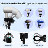 Rmnhd Hair Dryer Holder Stand, Hands Free Blow Dryer Stand with Clamp, Adjustable Height & 360° Rotating Hair Dryer Stand for Home & Salon Styling, Foldable & Stable