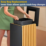 Zedfire 13 Gallon Commercial Outdoor Trash Can - Square Decorative Waste Bin with Steel & Wood