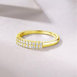 Oseew Created Diamond gold Engagement Ring band Stackable Bands and Wedding Rings Anniversary Bands 0.25CT/1/4 Christmas Valentines day (yellow gold)