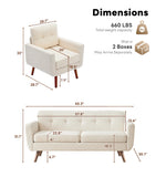 Tbfit Mid Century Modern Sofa Couch, Beige, Loveseat & Accent Chair