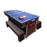 SIMBASHOPPING Pool Table 7 Foot Multigame with Air Hockey, Table Tennis – Stark with Benches