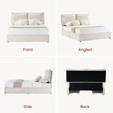 ModernMate King Size Bed Frame with 4 Storage Drawers & Headboard with Dual Cushions, Freya Collection Upholstered Platform Bed, Oeko-TEX, Noise-Free, No Box Spring, Sandstone Beige