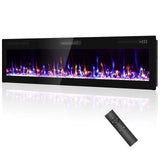 Eueiriup Electric Fireplace 72” Recessed and Wall Mounted Fire Places with Remote Control, Screen Control,Adjustable Flame Colors and Speed