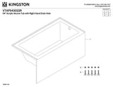 Kingston Brass VTAP543022R Aqua Eden Alcove Tub, White