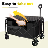 500LBS Collapsible Foldable Wagon Carts - 230L Large Collapsible Wagon Cart with 360° Swivel Brakes Wheels, Portable Utility Lightweight Folding Cart