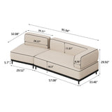 DinaiteEain 95" 3 Seater Fabric Sofa, Modern Couch for Living Room Beige