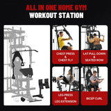 FAGUS H All in One Home Gym System Workout Station with Adjustable Weight Bench,Multifunction Smithe Machine Power Cage with Cable Crossover,Tripe-Sided Independent Load Posts Functional Trainer,Black