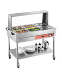 VEVOR 9-Pan Commercial Food Warmer, 9 x 1/3 Pans Electric Steam Table, 1500W Professional Buffet Catering Food Warmer with Shield Undershelf Wheels, Stainless Steel Server for Party Restaurant