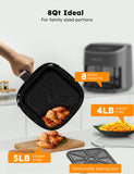 Brio Plus 8 Qt Air Fryer, PFAS Free, New & Improved, Digital Touch Screen, Cool White Display, 50°F~400°F, 3 Wattages 700, 1500, 1800