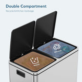 Dual Trash Can, 2 x 8 Gallon (2 x 30 L) Hands-Free Trash and Recycle Bin Combo
