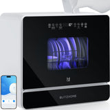 BLITZHOME WiFi Countertop Portable Dishwasher, Smart 9 Programs, 167℉ High-Temp, 360° 3Spray, 24H Timing, Hot Air Drying, Air Refresh, Baby-Care, LED Light, 5.2L Built-in Water Tank for Apartments RVs