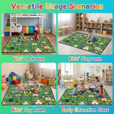 HBUFBUQ Non Slip City Road Traffic Carpet for Toy Cars, Kids Play Rug 3x5 Feet Education Town Map with Zoo and Shop Learning Area Rug for Boys Girls Playroom Bedroom