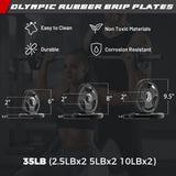 RitFit Barbell Weight Set - 4/6FT Olympic Barbell with Weight Plates (55-115LB Total) - Weightlifting Equipment for Squats, Curls, Deadlifts, Presses, Hip Thrusts 4FT Black Bar with 55LB Plates