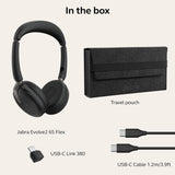 Jabra Evolve2 65 Flex Wireless Stereo Headset with Hybrid ANC, Black