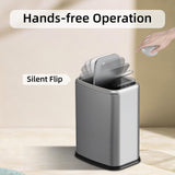 KHMMGK 8L/2.1 Gal Small Bathroom Trash Can with Lid, Swing-Top Rectangular Waste Bin, Stainless Steel Garbage Can for Home