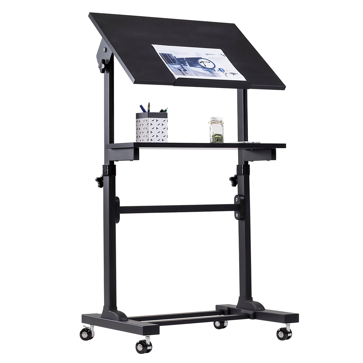 Height Adjustable Sit Stand Workstation (41.3″–50″), Small Compact Mob ...