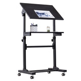 Height Adjustable Sit Stand Workstation (41.3″–50″), Small Compact Mobile Lectern Podium for Home Office