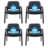 Big & Tall 400 lbs Waiting Room Guest Chair, Leather Office Reception Chair No Wheels with Padded Arms (4 Pack) CLATINA