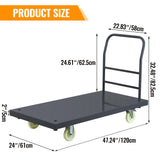 Heavy-Duty Platform Truck, 2500 LBS Steel Flatbed Cart, 47" L X 24" W X 32" H Flat Dollies, Hand Trucks with 5" Nylon Casters