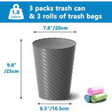 Lysam Bathroom Trash Can 3 Pack, 1.8 Gallon Small Trash Can with Trash Bags