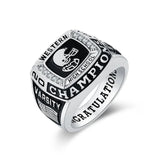 Oseew College Men Class Ring Personalized High School Ring (White Gold)