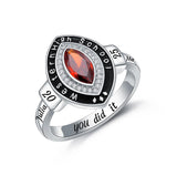 Oseew Class 2027 Senior Graduation Ring for Women High School (White Gold)