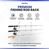 TRAPSKI Made in The USA Fishing Rod/Pole Holder Rack Organizers | Wall or Boat Mounting Fishing Rod Rack | Marine Grade HDPE Plastic | Pole Holder for up to 6 Rods | Stackable - 2 Pack