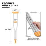 monicare Underarm Crutches for Youth 4'6" - 5'2" Aluminum Adjustable Lightweight Ergonomic Walking Crutches with Underarm Pads and Hand Grips (1 Pair, Small)
